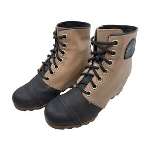 Sorel PDX Hidden Wedge Ankle Boots Booties Women's Size 8 Canvas / Leather